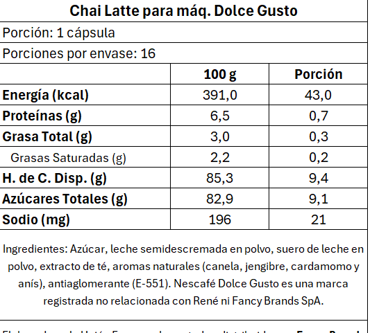Chai Tea Latte - Cápsula Dolce Gusto compatible 16 Cáps.