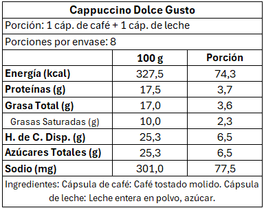 Cappuccino - Cápsula Dolce Gusto compatible