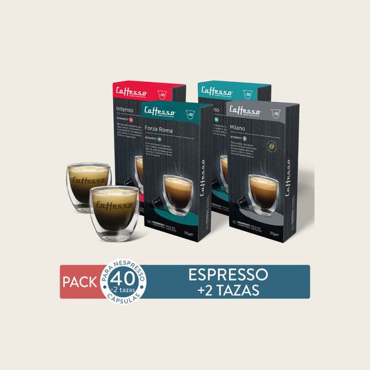 Pack 40 Cápsulas Espresso + 2 Tazas