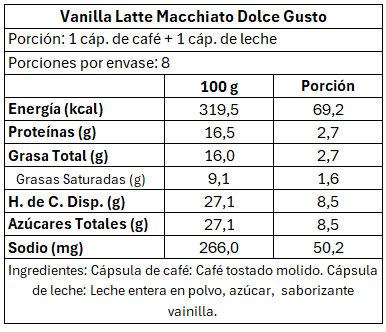 6x René Dolce Gusto Vanilla Latte Macchiato (96 cáps.)